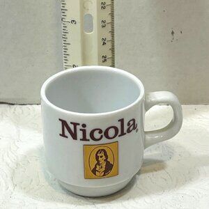 VTG Porcelain Nicola Coffee Gilded Portrait Logo Espresso Cup Portugal 2.2"Tall
